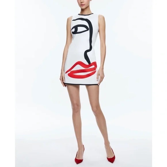 Alice + Olivia x Koketit Clyde Aline Shift White Multi Mini Dress